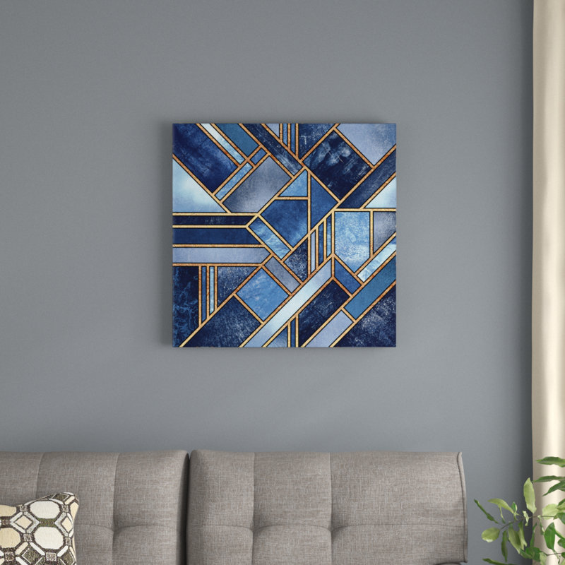 «Blue City» par Elisabeth Fredriksson - reproduction d'art sur papier, H 26 po x l 26 po x P 1,5 po, Toile tendue
