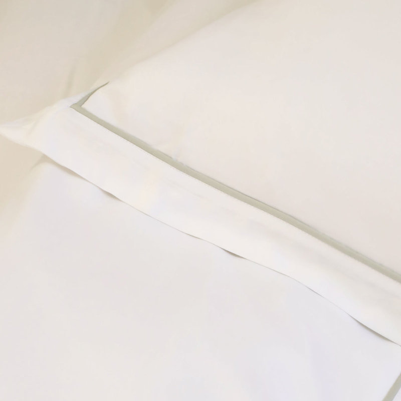 Sheena Duvet Cover, White/Seaglass, Queen Duvet Cover + 2 Standard Shams