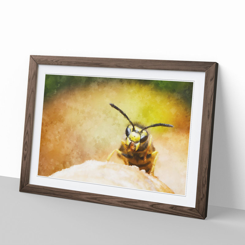 Wasp Painting - Picture Frame Graphic Art, 27cm H x 36cm W x 2cm D, Walnut