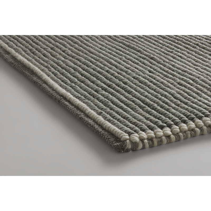 Collet Wool Geometric Area Rug in Haze/Ivory, Rectangle 9' x 12', Gray/Ivory