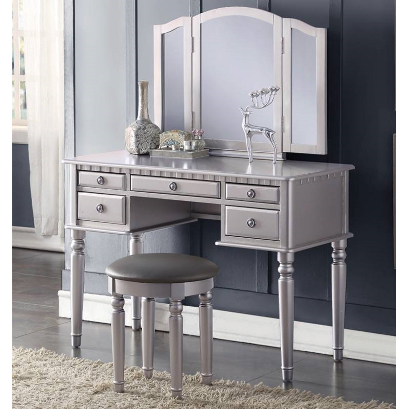 Coiffeuse avec miroir Torrance, Argent