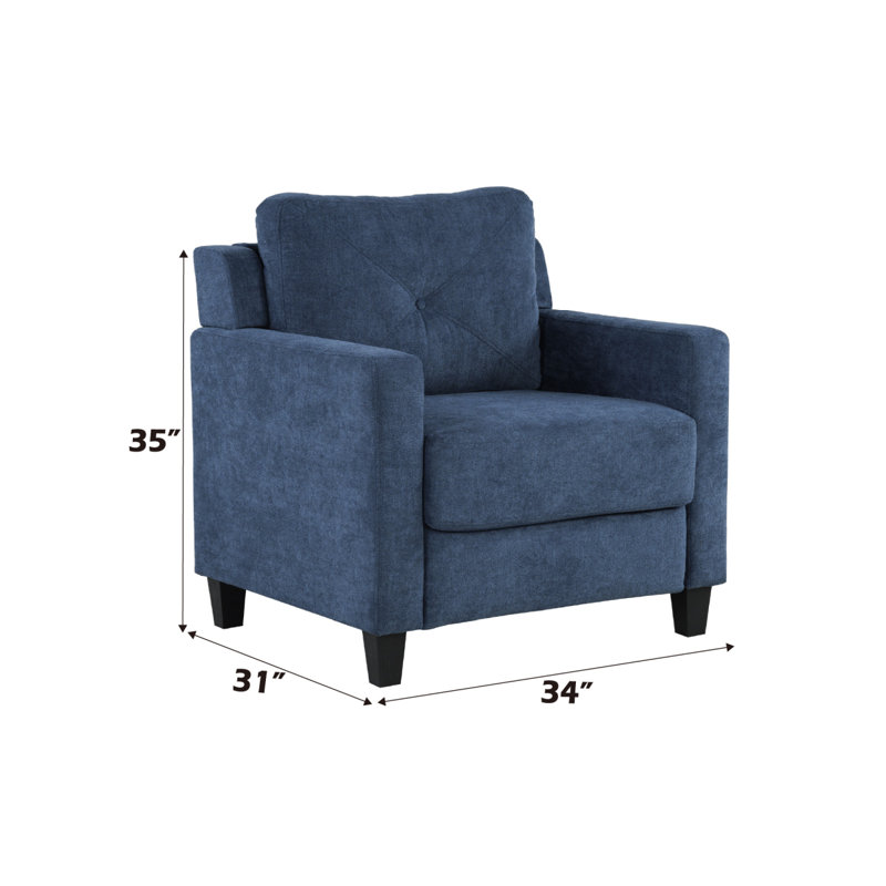 Ensemble moderne de 3 pièces en chenille bleu marine Modern Sofahoratio