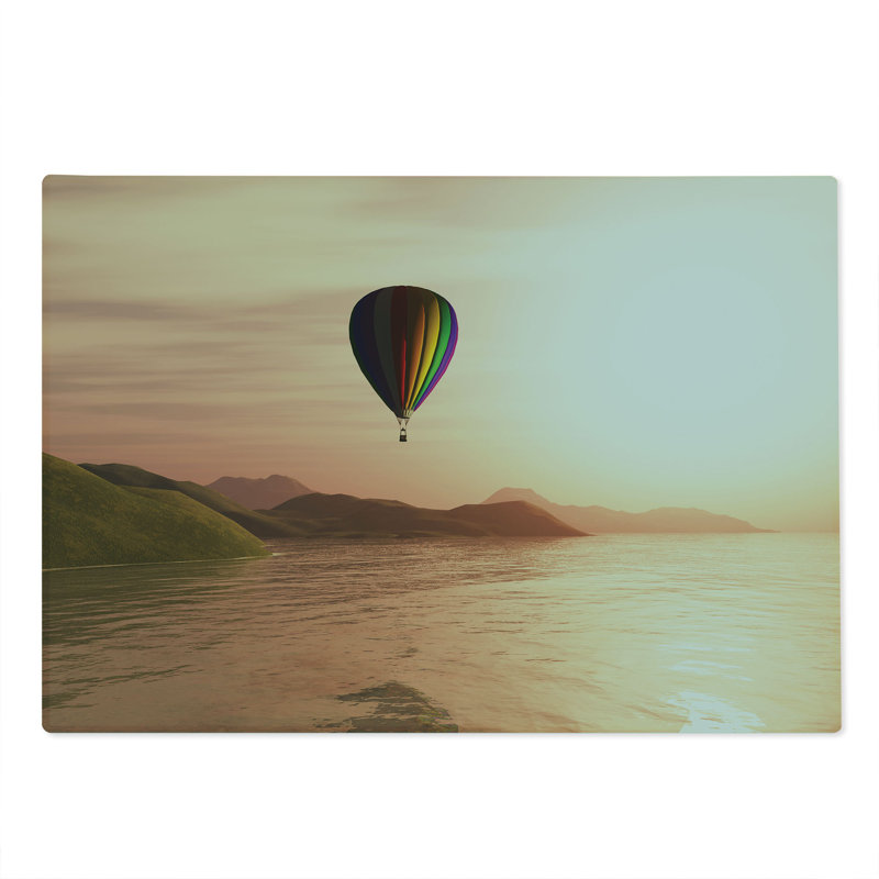 Ambesonne Hot Air Balloon Cutting Board Large Size Sunset Landscape Pale Peach Dark Peach