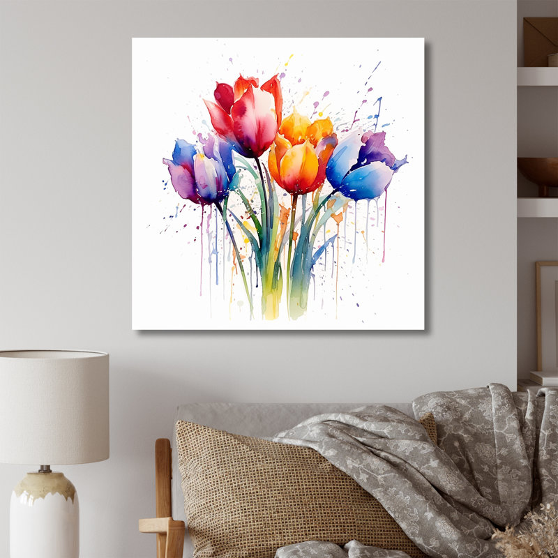 Herald - tulipes, art mural, H 16 po x l 16 po, Toile tendue