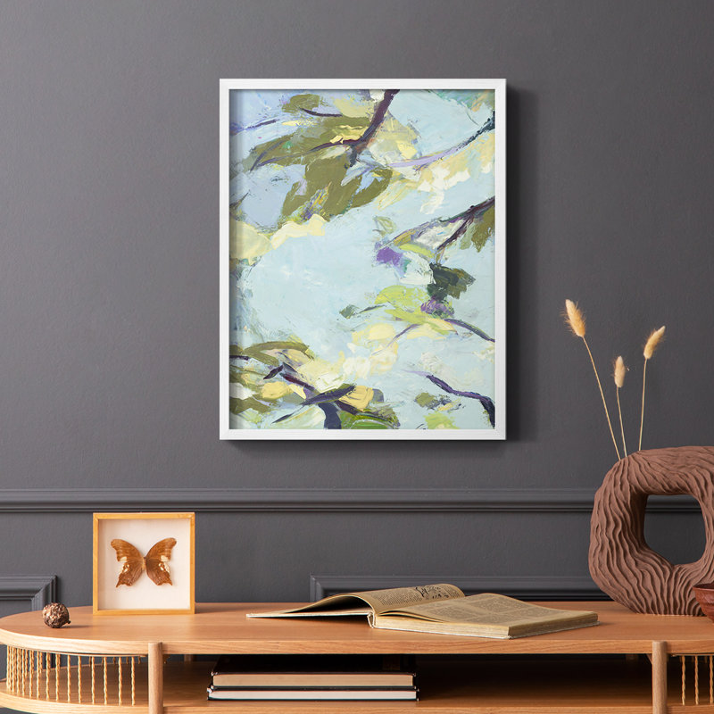 Reproduction encadrée turquoise ciel - bois massif, H 10 po x l 8 po, Blanc