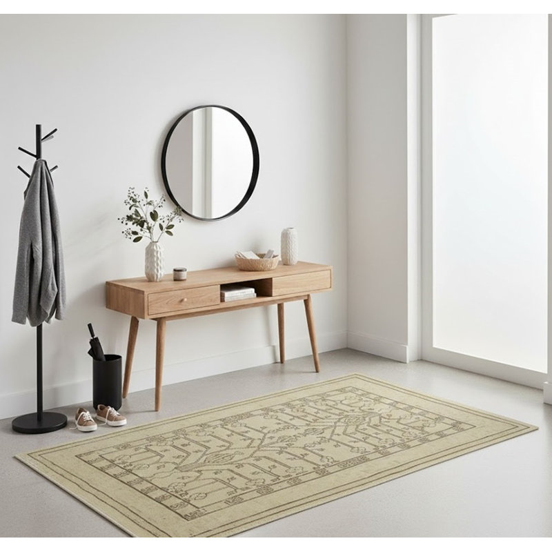 Tapis beige fait à la main 3X5