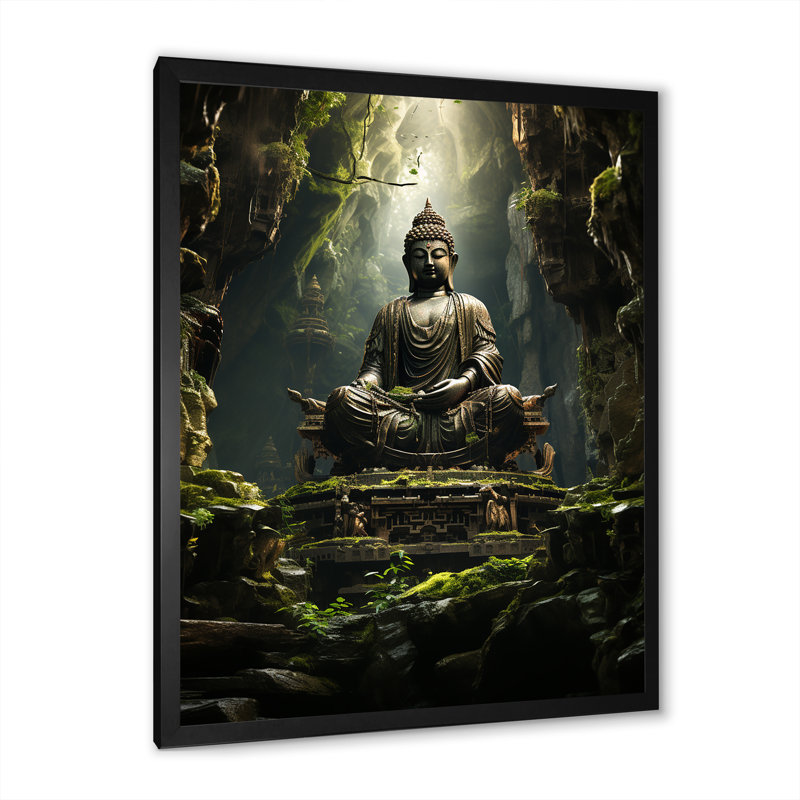 Sentiers illuminés, bouddhisme au temple I, Cadre simple noir, H 20 po x l 12 po x P 1 po