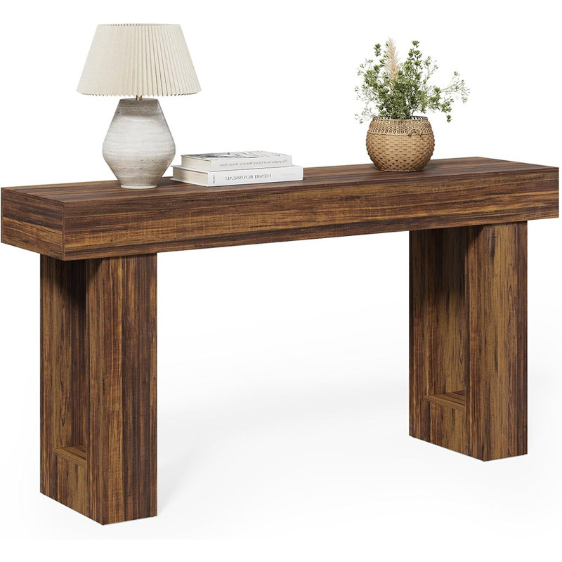 Long Console Table For Entryway, Brown, 33" H x 50" W x 10" D