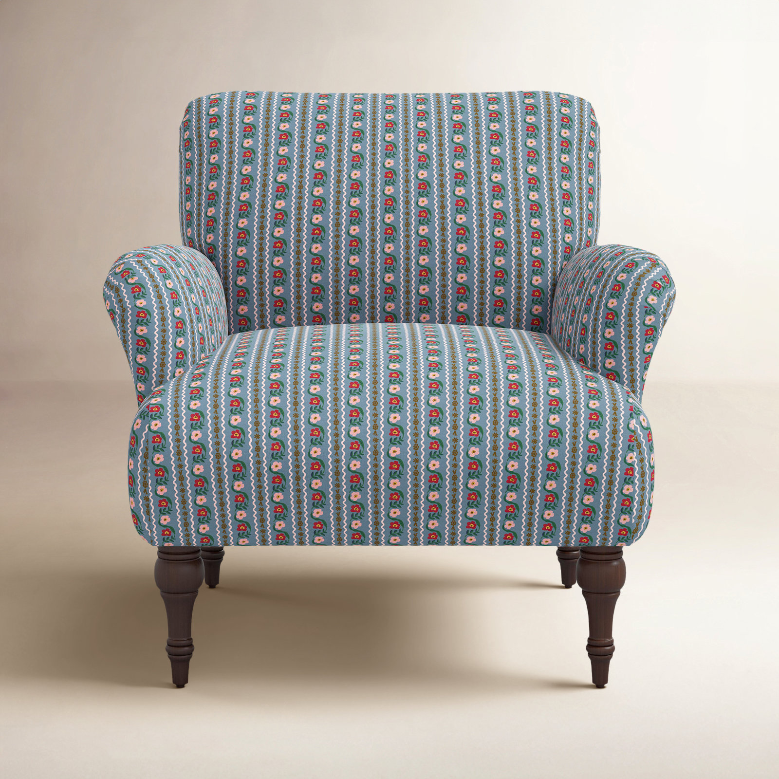 Rifle Paper Co. x Cloth & Company Bristol Armchair, Espresso, Delphine Slate