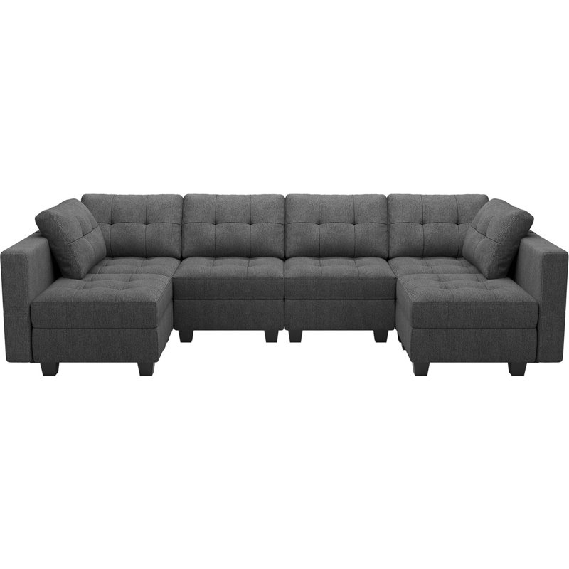 Canapé modulaire réversible en U Ashbury Ivery, Polyester gris foncé