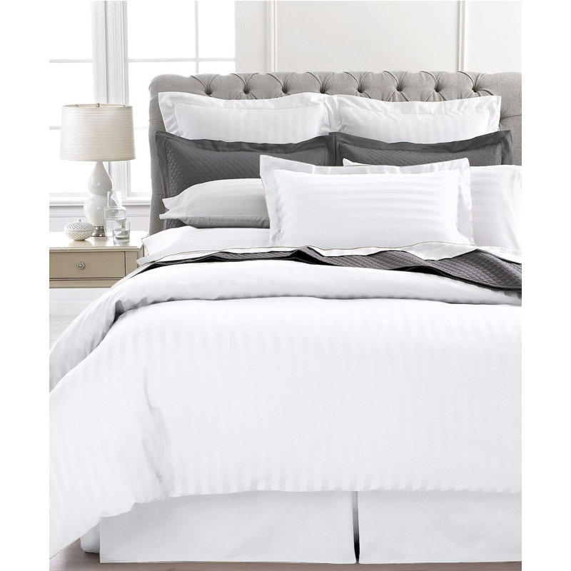 Modern & Contemporary Striped Duvet Cover, Full/Queen Duvet Cover + 2 Standard Pillowcases, White