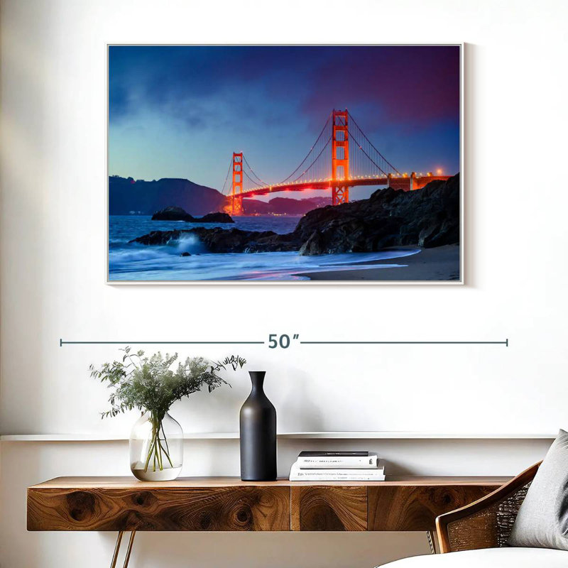 Baker Beach et le Golden Gate, Cadre flottant blanc, 40 po x 27 po