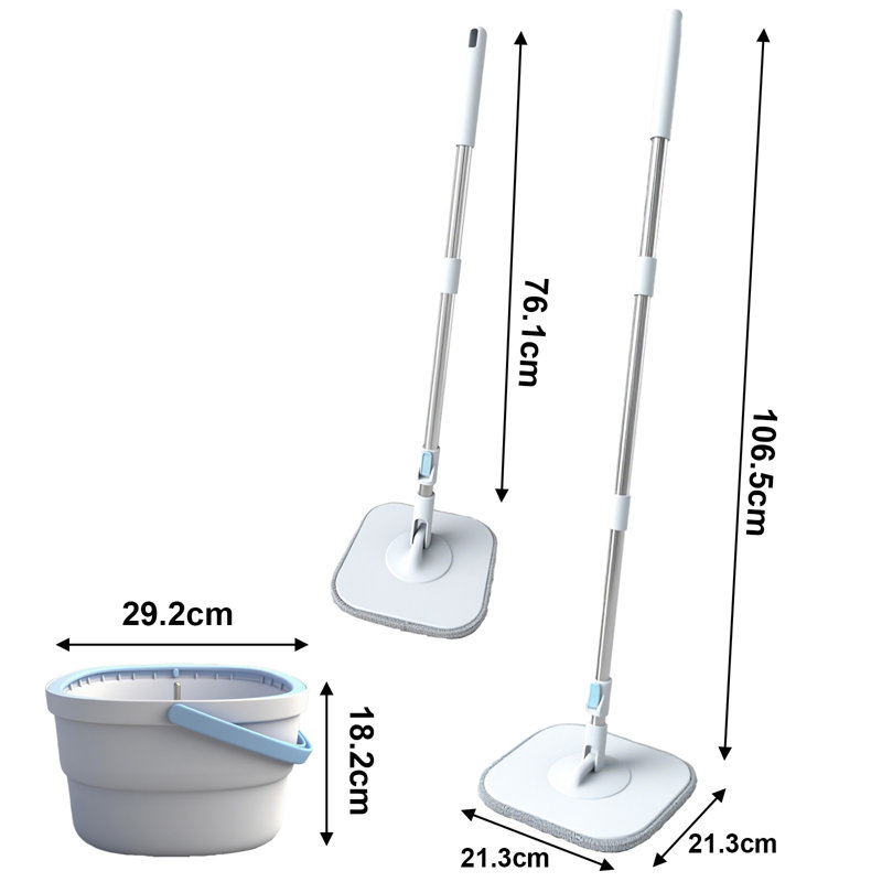 Flat Mop and Bucket Set with Clean Dirty Water Separation, Hands-Free Microfiber Floor Mop for Hardwood, Tile, Laminate Floors
