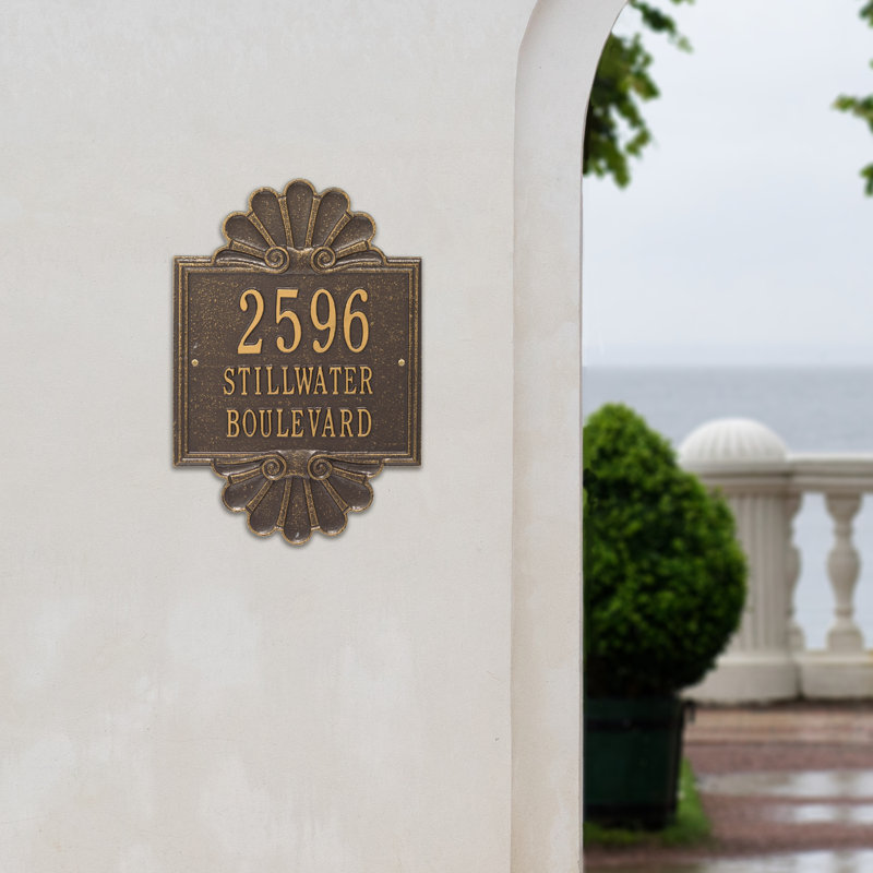 Plaque d'adresse murale à 3 lignes Signature Series, Bronze, Or, Oui