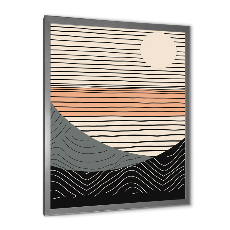 " Simple Horizon III ", Silver Single Picture Framed, 44" H x 34" W x 1.5" D