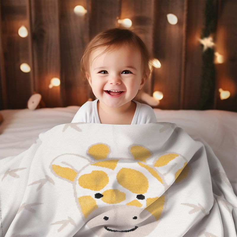 Jeté de luxe à motif animal pour enfants - GIRAFFE