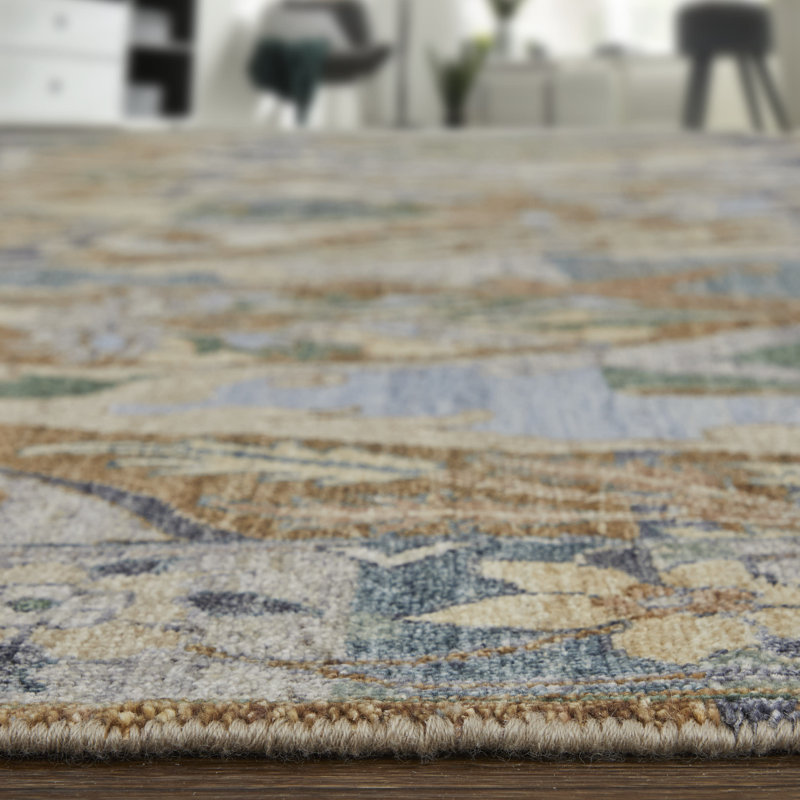 Tapis floral et botanique transitionnel Rapsody, Rectangle 7 pi 9 po x 9 pi 9 po