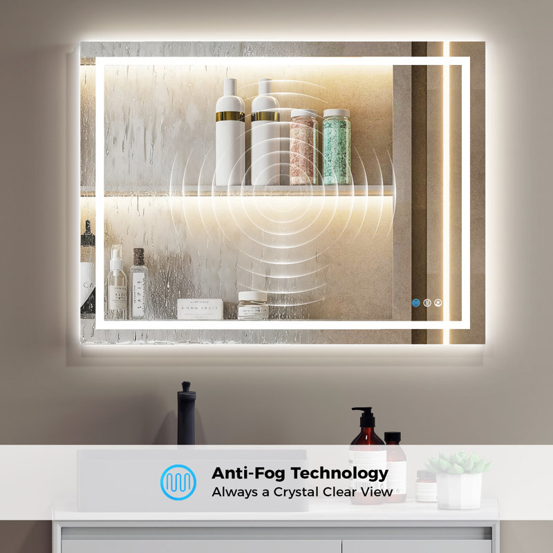 Modern Bathroom LED Vanity Mirror,Dimmable Light ,3 Color Anti-Fog, Wall Mounted (Multiple Sizes), 36" x 36"