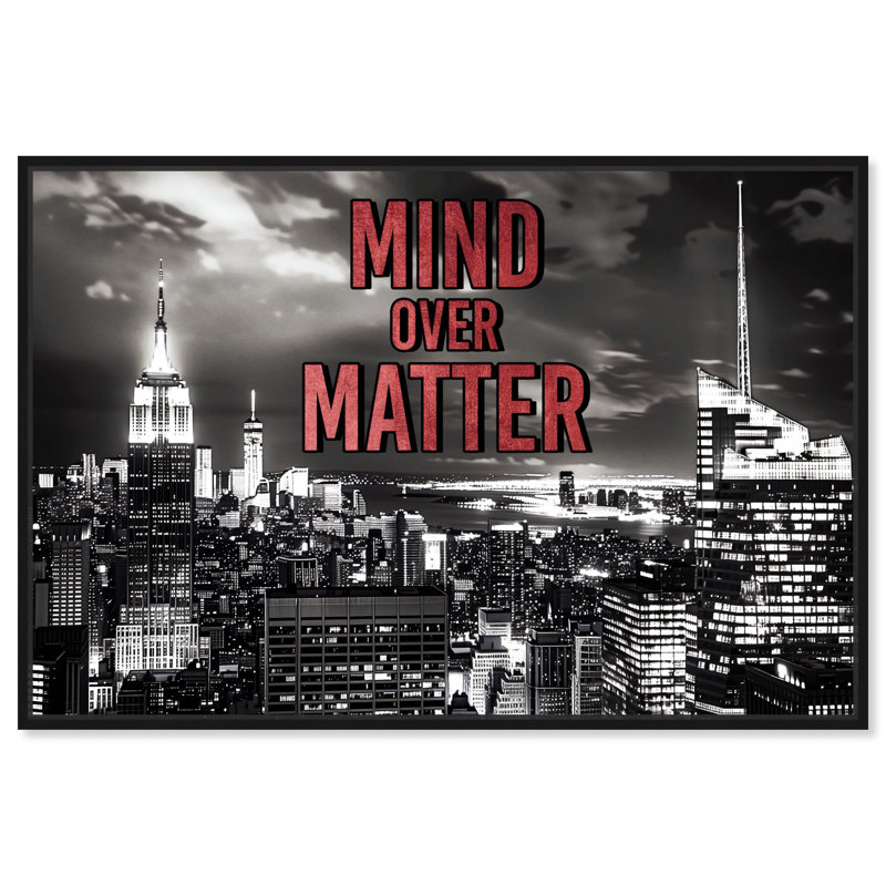 «Mind Over Matter City», impressions sur toile par Notoriart, H 11 po x l 16 po, Cadre noir