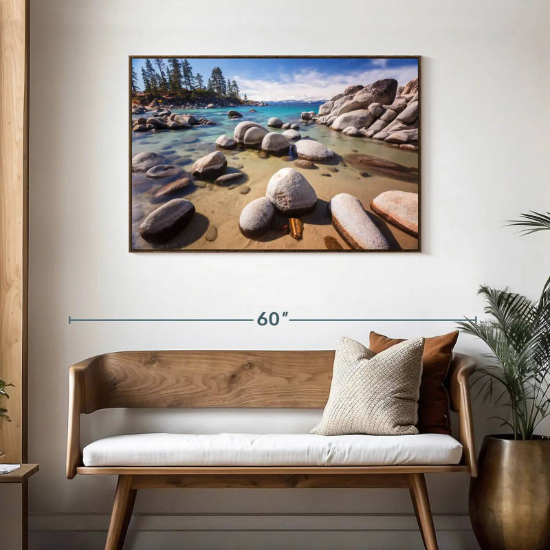 Paysage du lac Tahoe, Cadre flottant noyer, 43 po x 29 po