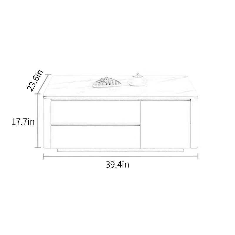Table basse moderne avec rangement simple, H 17,7 po x L 39,4 po x l 23,6 po, Blanc