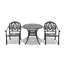 Ensemble repas d'extérieur 3 pièces en fonte d'aluminium avec coussins bruns résistants à l'eau, structure noire-129674223-129674220