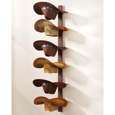 Cowboy Hat Rack,6 Pieces With Wooden Board, Metal , Wall Storage Hat Holder Organizer For Hat Collection Room Décor，Brown