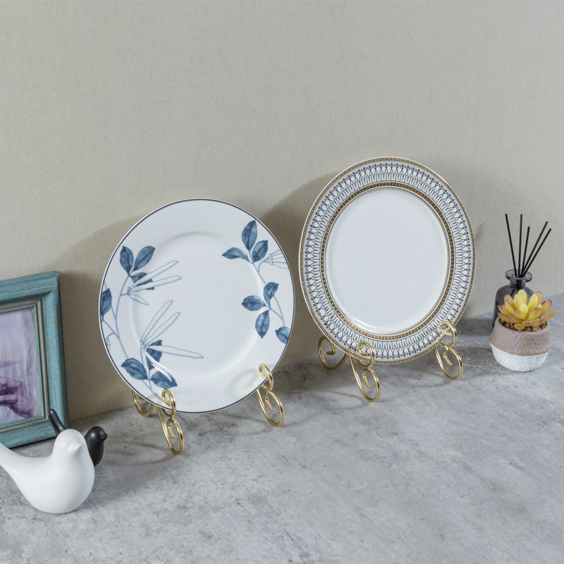 2 Piece Metal Decorative Plates Display Stand