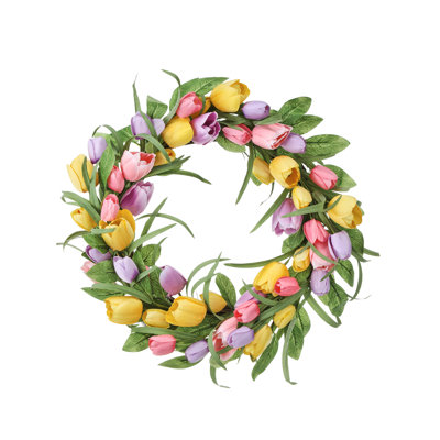 Faux Tulip Polyester 24'' Wreath