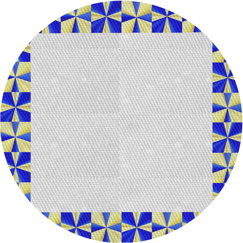Tapis gris/bleu à motifs, Rond 6 pi