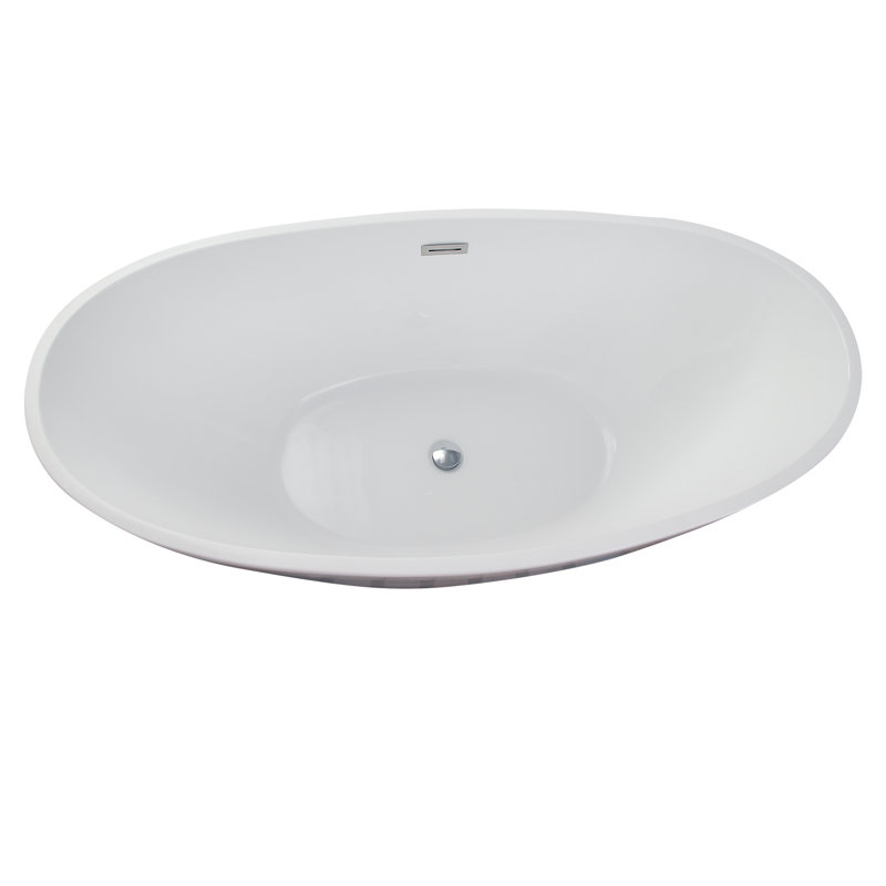67.25'' x 30.75'' Freestanding Soaking Acrylic Bathtub, Matte Black