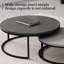 Modern Nesting Coffee Tables Set of 2, Round Walnut Wood Top with Black Metal Frame, Contemporary Living Room Tables 80cm x 60cm Modular Table-852533187