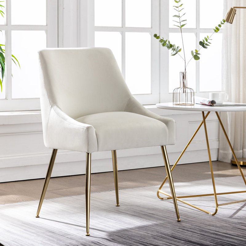 Fauteuil d'appoint en velours Koblas, Velours ivoire