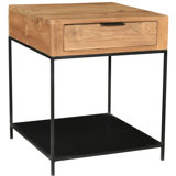 Theo Solid Wood End Table with Storage