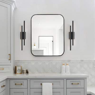 2-Light 24''W Dimmable LED Black Wrought Iron 3000K/4000K/5000K 3CCT Adjustable Vanity Light