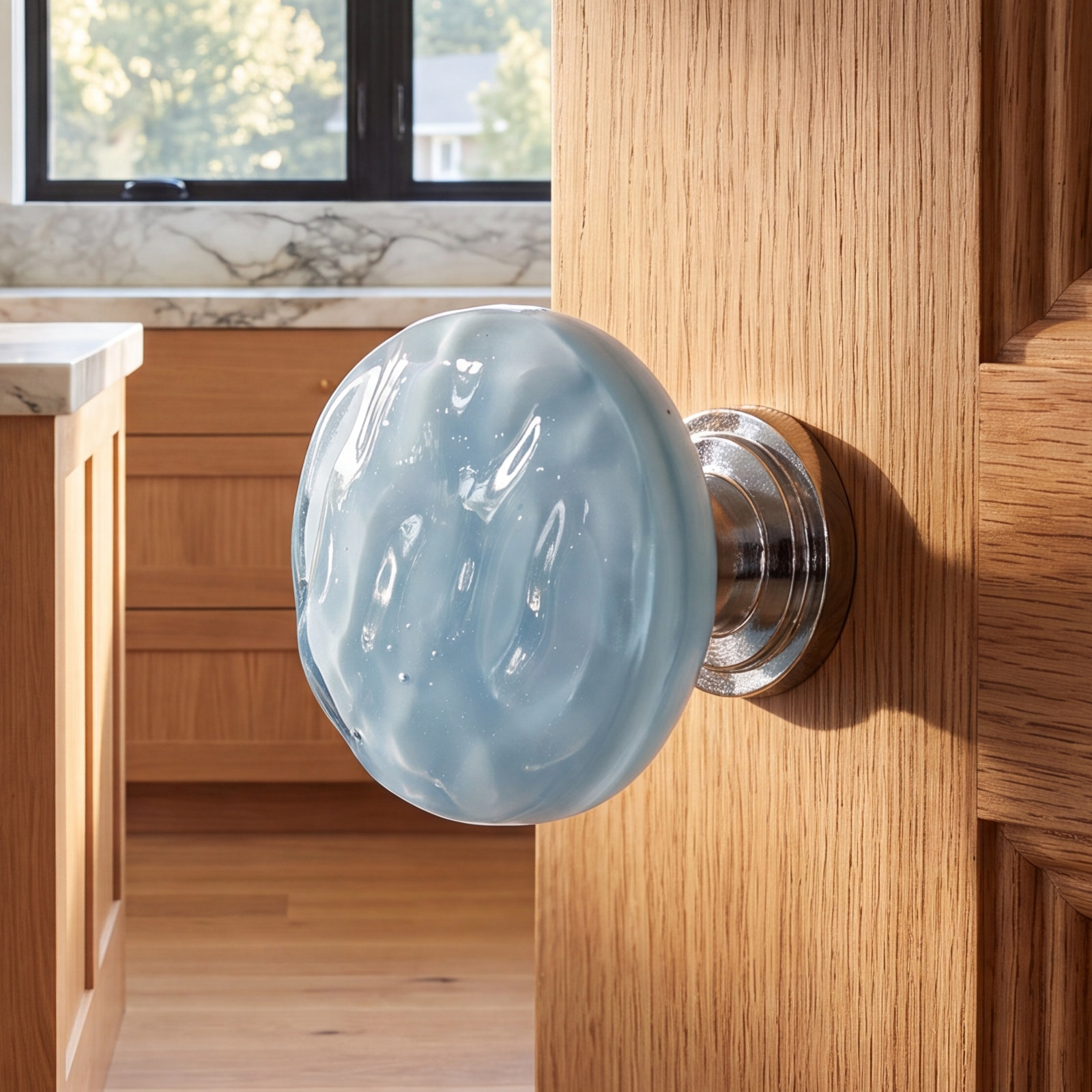 Glacier Mushroom Cabinet Knob, Polished Chrome, Powder Blue