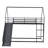 Twin Over Twin Metal House Bunk Beds with Slide and Ladder-1669769033