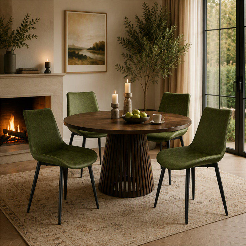 Ensemble de 4 chaises de salle à manger, Vert foncé