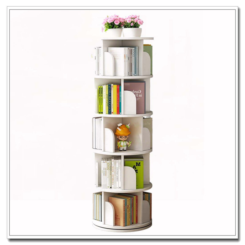 Bibliothèque rotative à 5 niveaux, 360 °, Blanc