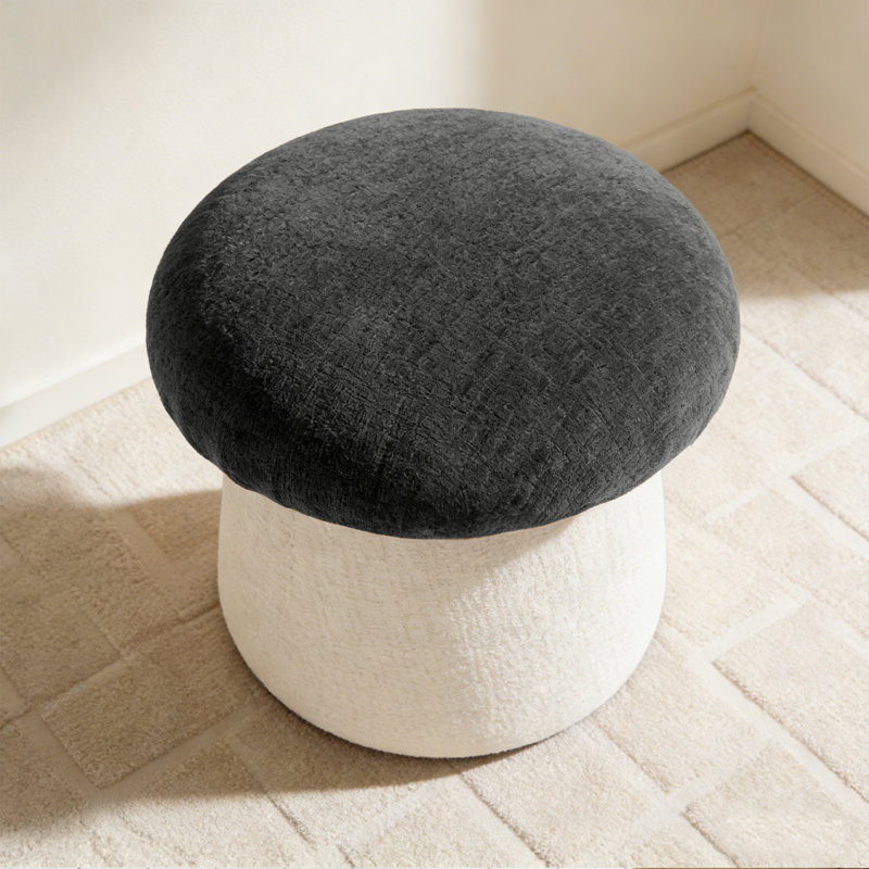 20" Upholstered Chenille Ottoman with Storage, Black
