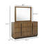 Commode large avec miroir Reon, 6 tiroirs, cannelures verticales, bois brun