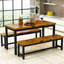 Ensemble de table de salle à manger pour 4 personnes, ensemble de table de cuisine avec 2 bancs de salle à manger, ensemble de table de salle à manger rectangulaire 3 pièces pour 4 personnes, mobilier de cuisine peu encombrant pour coin-repas, apparte-428294811-428294790-428294785