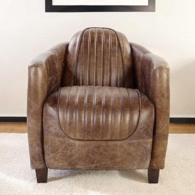 Fauteuil demi-tonneau en similicuir brun Gracie Mills