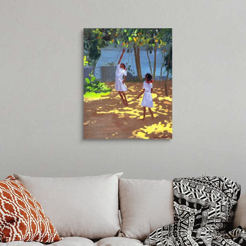 Reproduction d'art, "Reaching For Oranges Bentota" par Anmoore, H 48 po x l 38 po x P 1,5 po, Toile