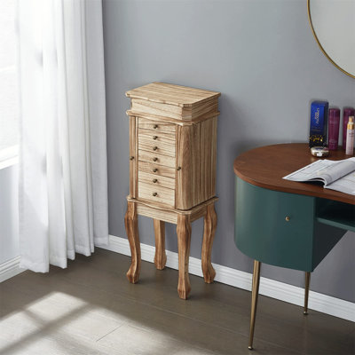 Armoire à bijoux rétro rustique brun debout - Organisateur durable pour femmes et filles!