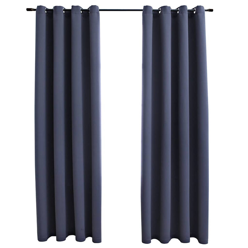 Curtains Roller Blackout Curtains Window Blinds with Rings Fabric, 54" W x 63" L, Anthracite