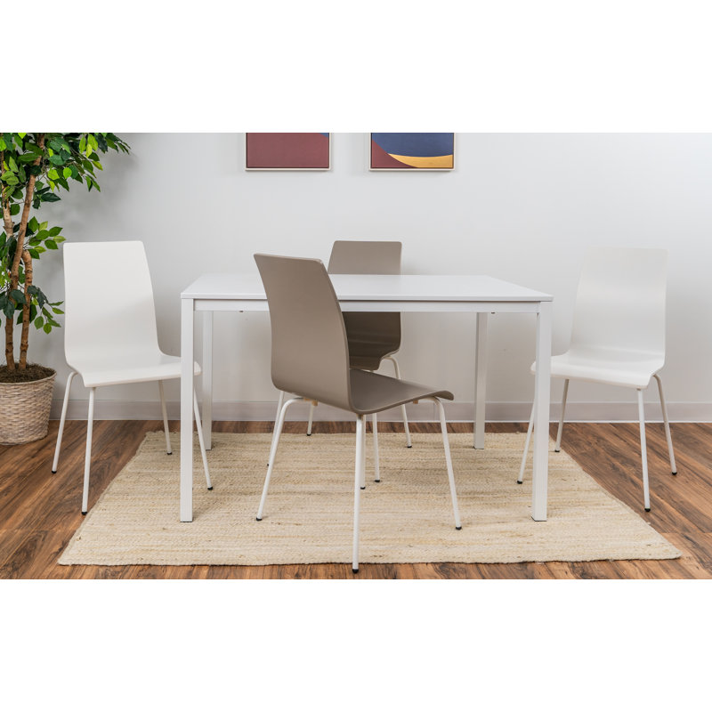 Ensemble repas pour 4 personnes Southam, Gris / blanc / chrome, Blanc