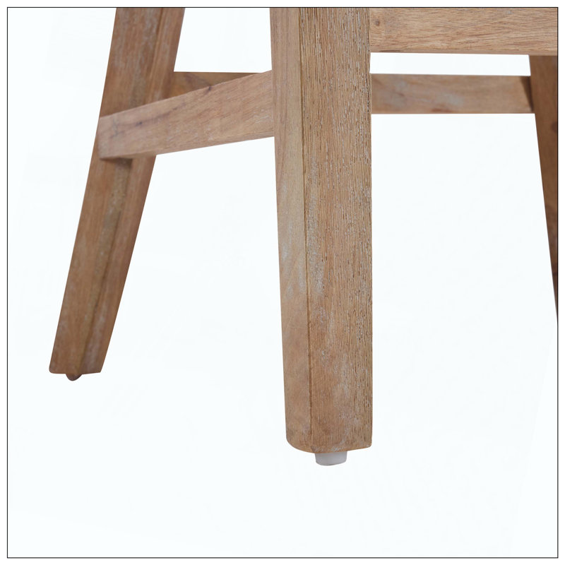 Ensemble de 2 tabourets de comptoir rembourrés avec structure et dossier en bois d'hévéa massif