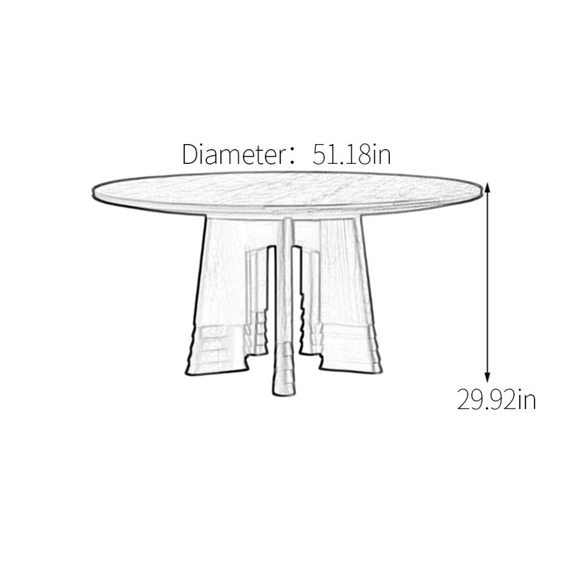 Table de salle à manger ronde en bois de frêne noir, H 29,92 po x L 51,18 po x l 51,18 po