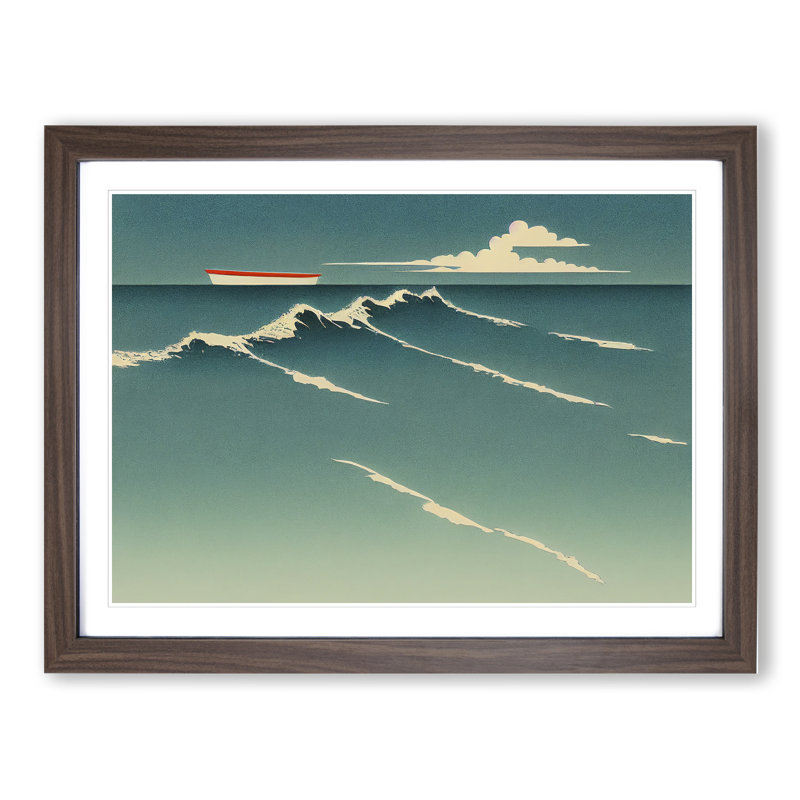 XH1022-7610X Sailing Boat Art - Single Picture Frame Painting, 46cm H x 64cm W x 2cm D, Walnut